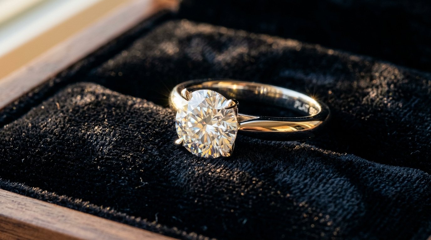 Brilliant Diamond Solitaire Ring in velvet box